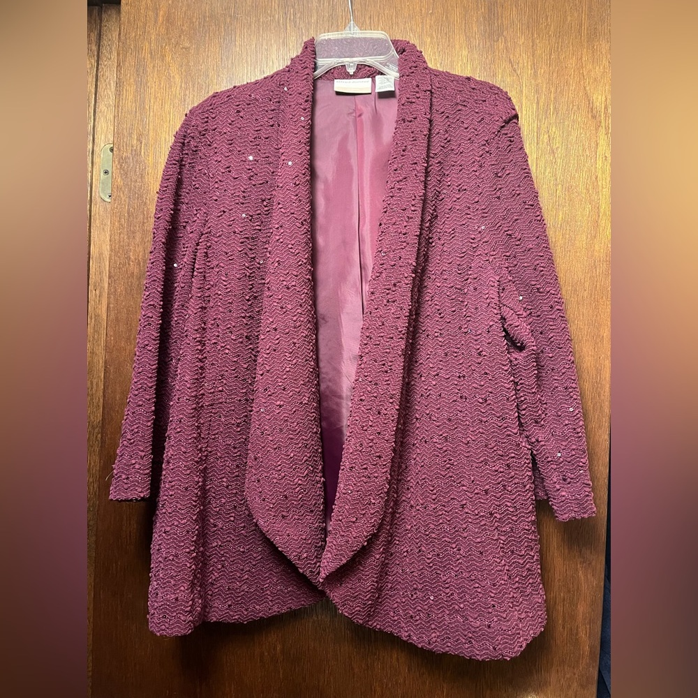 Alfred Dunner Rich Burgundy Textured Jacket